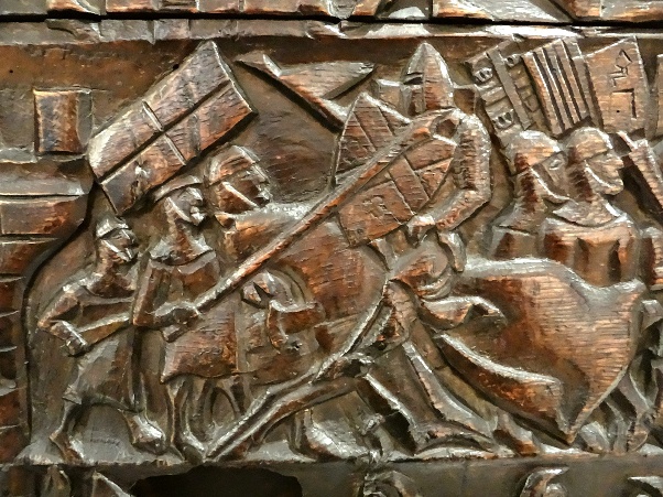 Атака французской конницы. Изображение на сундуке из Куртре.