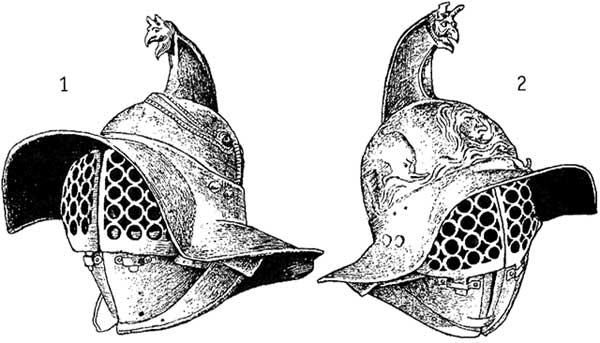 Шлемы гладиаторов из Геркуланума и Помпей